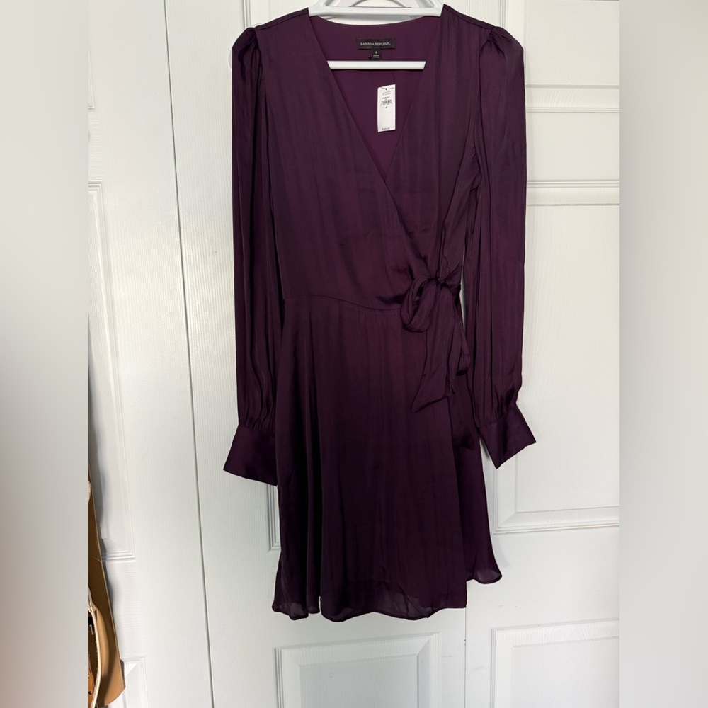 Banana Republic Deep Purple Long Sleeve Dress
